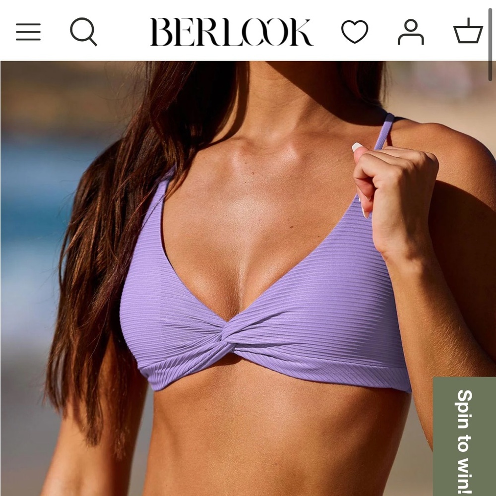 Lilac Ribbed Twist-Front Bikini Tops - Women Swim